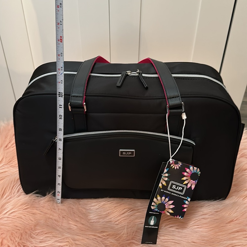 SJP Convertible Weekender Travel Carry-On Duffel Bag Black and Pink NEW! FIRM!! - Picture 12 of 16